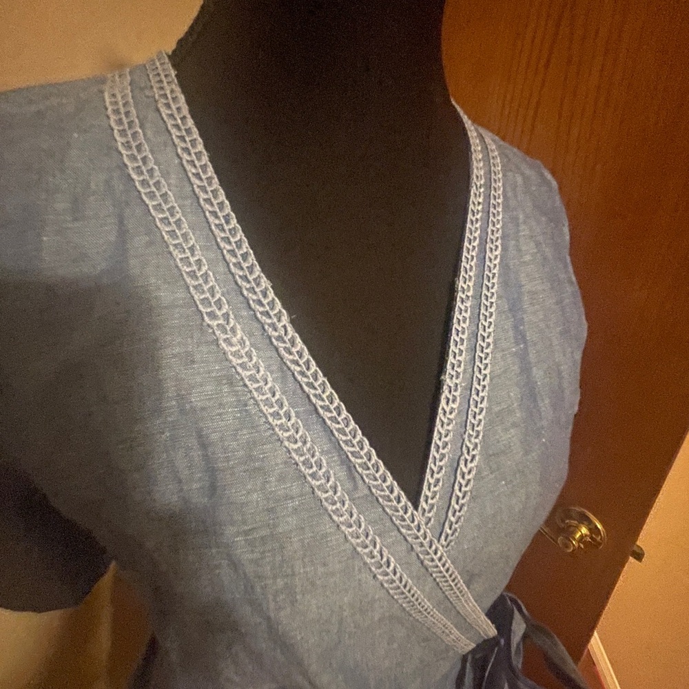 Ann Taylor wrap blouse lightweight denim